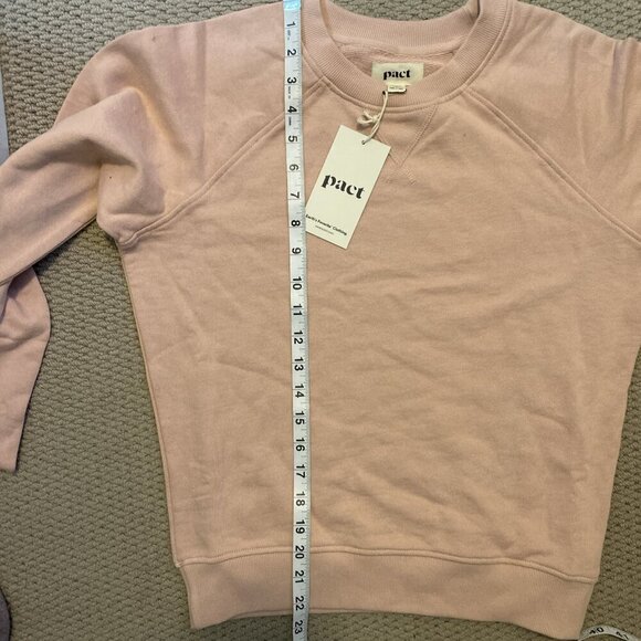 Pact Pink Pale Mauve Downtime Long Sleeve Crewneck Sweatshirt Size Small NEW - Picture 6 of 7
